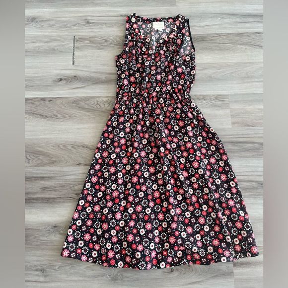 Kate Spade S Black Floral Sleeveless Studded Dress - Picture 2 of 8
